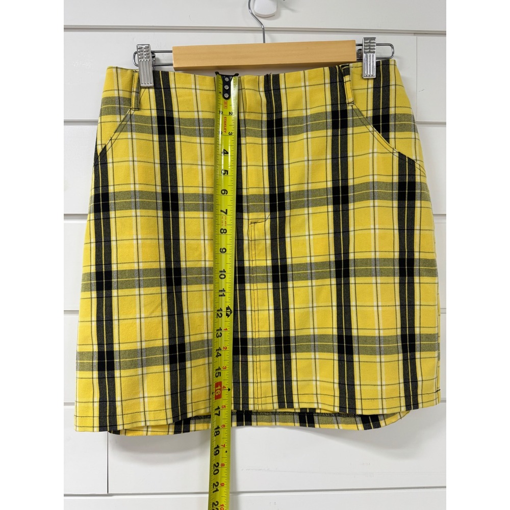 Hollister Yellow Plaid Mini Skirt Ultra High Rise Clueless Style Check Size M - Picture 3 of 6